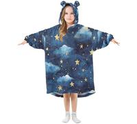 Sevdomey Night Sky Couverture portable pour enfants, garçons et filles, sweat à capuche double couche surdimensionné, Bleu nuit, S