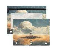 Sevdomey Ocean Freedom - Lot de 2 trousses à crayons à 3 anneaux avec fenêtre transparente pour bureau, Liberté océanique, 7.08*9.85 inch, POCHETTE CRAYON