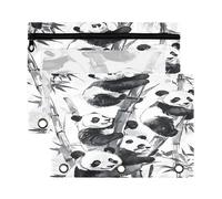 Sevdomey Panda Lot de 2 trousses à crayons à 3 anneaux avec fenêtre transparente pour bureau, panda, 7.08*9.85 inch, POCHETTE CRAYON