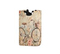 Sevdomey Panier à linge vintage en papier pour scrapbooking avec poignée, panier de rangement pliable pour jouets et vêtements dans la chambre, la salle de bain, la buanderie