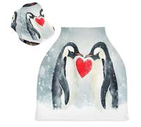Sevdomey Pingouins in Love Housse de siège de voiture d'allaitement pour bébés nouveau-nés, multi-usages, doux et respirant - Housses de siège de voiture - Écharpe d'allaitement