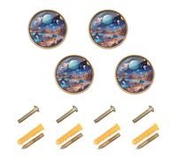 Sevdomey Planets and Stars Boutons de placard ronds en zinc massif pour salle de bain, commode, armoire et armoire, 3,8 cm