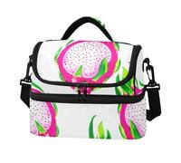 Sevdomey Sac à déjeuner aquarelle Dragon Fruit pour homme et femme, isotherme à double plateau de 8 L, boîte à déjeuner portable pour travail, pique-nique, plage avec bandoulière rembourrée