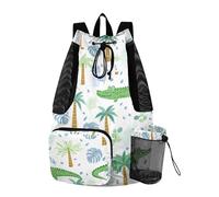 Sevdomey Sac à dos léger avec cordon de serrage Motif alligators Avec sac étanche Pour la natation, la plage, les voyages, le sport