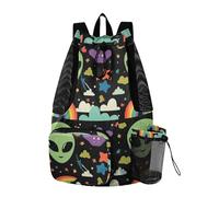 Sevdomey Sac à dos léger avec cordon de serrage Motif extraterrestres Vert
