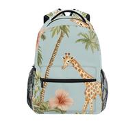 Sevdomey Sac à dos pour ordinateur portable avec motif girafes et éléphants, imperméable, 15 L, élégant et léger, avec plusieurs poches pour le travail, l'école et les voyages