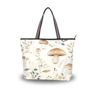 Sevdomey Sac fourre-tout aquarelle champignons pour femme avec fermeture éclair, sac à main en toile de grande capacité pour le travail, les voyages et le shopping, Champignons aquarelle, 40 x 29 x