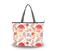 Sevdomey Sac fourre-tout aquarelle champignons pour femme avec fermeture éclair, sac à main en toile de grande capacité pour le travail, les voyages et le shopping, baseball, 40 x 29 x 9cm