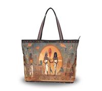 Sevdomey Sac fourre-tout avec fermeture éclair - Grande capacité - Pour le travail, les voyages et le shopping, Pharaons des dieux égyptiens, 40 x 29 x 9cm