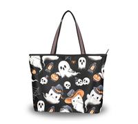 Sevdomey Sac fourre-tout mignon fantômes pour femme avec fermeture éclair, sac à main en toile de grande capacité pour le travail, les voyages et le shopping, baseball, 45 x 33 x 13cm