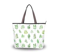 Sevdomey Sac fourre-tout vert botanique pour femme avec fermeture éclair, sac à main en toile de grande capacité pour le travail, les voyages et le shopping, Botanique verte, 45 x 33 x 13cm