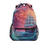 Sevdomey Ship in Ocean Sac à dos imperméable pour ordinateur portable 15 L élégant et léger avec plusieurs poches pour le travail, l'école et les voyages