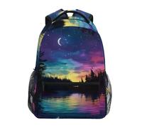 Sevdomey Sky with Moon Sac à dos imperméable pour ordinateur portable 15 L élégant et léger avec plusieurs poches pour le travail, l'école et les voyages
