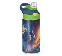 Sevdomey Solar System Bouteille d'eau avec paille pour filles et garçons, en acier inoxydable isotherme et étanche de 350 ml pour école, crèche, voyage, sport