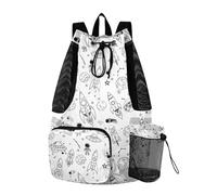 Sevdomey Space Rockets Sac à dos léger avec cordon de serrage Sac de sport avec sac étanche pour natation, plage, voyage, sport