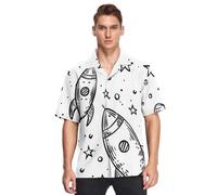 Sevdomey Spaceships Chemise hawaïenne à manches courtes boutonnée pour homme Idéale pour la plage et l'été, Vaisseaux spatiaux, XXL