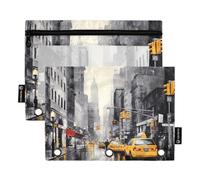 Sevdomey Streets of Paris - Lot de 2 Trousses à Crayons à 3 Anneaux avec fenêtre Transparente pour Bureau, Rues de Paris, 7.08 * 9.84 inch, Pochette Crayon