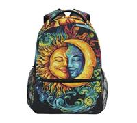 Sevdomey Sun and Moon Sac à dos imperméable pour ordinateur portable 15 L élégant et léger avec plusieurs poches pour le travail, l'école et les voyages