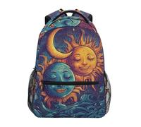 Sevdomey Sun and Moon Sac à dos imperméable pour ordinateur portable 15 L élégant et léger avec plusieurs poches pour le travail, l'école et les voyages