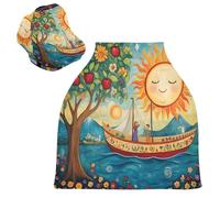 Sevdomey Sun and Ship Housse de siège de voiture d'allaitement pour bébé nouveau-né multifonction douce et respirante