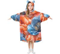 Sevdomey Superbes couvertures à porter pour enfants garçons et filles, couverture à capuche double couche surdimensionnée, Beautiful Flowers, L
