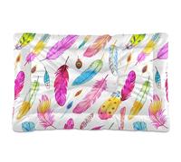 Sevdomey Tapis de niche à plumes aquarelle pour animal domestique, lavable, doux et confortable avec fond antidérapant pour chiens et chats de petite, moyenne et grande taille, 60 x 90 cm