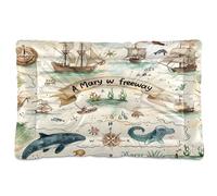 Sevdomey Tapis de niche pour animal domestique avec fond antidérapant - Lavable - Doux et confortable - Motif carte de pirate - Pour chiens de petite, moyenne et grande taille - 45 x 60 cm