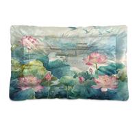 Sevdomey Tapis de niche pour animal domestique motif fleurs de lotus aquarelle, lavable, doux et confortable avec fond antidérapant pour chiens et chats de petite, moyenne et grande taille, 60 x 90 cm