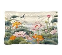 Sevdomey Tapis de niche pour animal domestique motif fleurs de lotus - Lavable - Doux et confortable - Avec fond antidérapant - Pour chiens et chats de petite, moyenne et grande taille - 60 x 90 cm