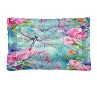 Sevdomey Tapis de niche pour animal domestique motif libellules aquarelle, lavable, doux et confortable avec fond antidérapant pour chiens de petite, moyenne et grande taille, 45 x 60 cm