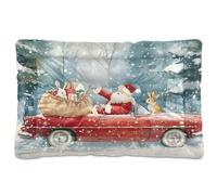 Sevdomey Tapis de Niche pour Animal Domestique Motif Père Noël Aquarelle - Lavable - Doux et Confortable - avec Fond antidérapant - pour Chiens de Petite, Moyenne et Grande Taille - 60 x 90 cm