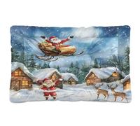 Sevdomey Tapis de niche pour animal domestique motif Père Noël aquarelle - Lavable - Doux et confortable - Avec fond antidérapant - Pour chiens de petite, moyenne et grande taille - 45 x 60 cm