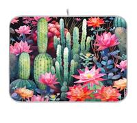 Sevdomey Tapis de séchage aquarelle cactus pour comptoir de cuisine, séchage rapide très absorbant avec envers en caoutchouc antidérapant, 45,7 x 61 cm