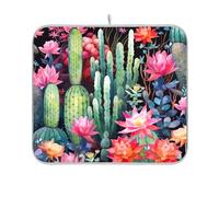Sevdomey Tapis de séchage aquarelle cactus pour comptoir de cuisine, séchage rapide très absorbant avec envers en caoutchouc antidérapant, 40,6 x 45,7 cm