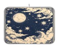 Sevdomey Tapis égouttoir à vaisselle pour comptoir de cuisine, séchage rapide, très absorbant avec dos en caoutchouc antidérapant, motif ciel étoilé et lune, 45,7 x 61 cm