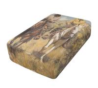 Sevdomey Two Cowboys Drap-housse pour matelas gonflable, poche extra profonde de 61 cm, housse douce et respirante avec ouverture de valve à fermeture éclair pour lit gonflable