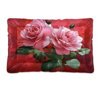 Sevdomey Two Roses Coussin pour animal domestique pour chien et chat - Lavable - Doux et confortable - Avec fond antidérapant - Pour chiens et chats de petite, moyenne et grande taille - 45 x 60 cm
