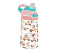 Sevdomey Véhicules en bois pour enfants avec paille pour filles et garçons, isolation en acier inoxydable étanche 480 ml pour école, crèche, voyage, sport