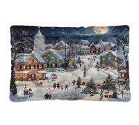 Sevdomey Village de Noël Lit pour Chien et Chat - Lavable - Doux et Confortable - avec Fond antidérapant - pour Chiens et Chats de Petite, Moyenne et Grande Taille - 45 x 60 cm