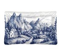 Sevdomey Village in The Mountains - Tapis pour animal domestique - Lit pour chien et chat - Lavable - Doux et confortable - Avec fond antidérapant - Pour chiens et chats de petite, moyenne et grande