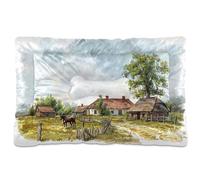 Sevdomey Village with Horses - Coussin pour animal domestique - Lit pour chien et chat - Lavable - Doux et confortable - Avec fond antidérapant - Pour chiens et chats de petite, moyenne et grande