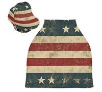 Sevdomey Vintage Drapeau Américain Couverture de Siège de Voiture pour Bébés Nouveau-nés Multi-Usages Doux Respirant Couverture d'Allaitement Couverture de Siège de Voiture Couverture d'Allaitement