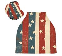 Sevdomey Vintage Drapeau Américain Couverture de Siège de Voiture pour Bébés Nouveau-nés Multi-Usages Doux Respirant Couverture d'Allaitement Couverture de Siège de Voiture Couverture d'Allaitement