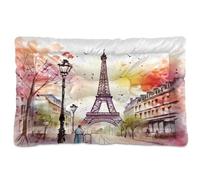 Sevdomey Watercolor Paris Coussin pour animal domestique pour chien et chat - Lavable - Doux et confortable - Avec fond antidérapant - Pour chiens et chats de petite, moyenne et grande taille - 60 x