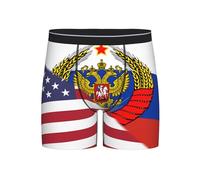 SEVEBJ Boxer long pour homme avec drapeau américain et aigle russe, Comme indiqué sur la photo, XXL