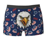 SEVEBJ Boxer pour homme, Drapeau Américain Cœur Aigle, XL
