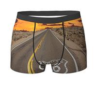 SEVEBJ Caleçon boxeur respirant pour homme avec drapeau haïtien, Coucher de soleil déserté sur la route 66 autoroute 14, L