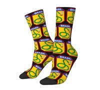 SEVEBJ Chaussettes avec insigne des forces expéditionnaires brésiliennes (serpent fumant) pour homme et femme - Chaussettes athlétiques 3 - Noir, blanc, Taille unique