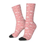SEVEBJ Chaussettes esthétiques roses pour femmes et hommes - Douces et respirantes - Chaussettes athlétiques amusantes et folles, Fraise rose dessinée à la main, Taille unique