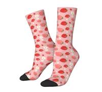 SEVEBJ Chaussettes esthétiques roses pour femmes et hommes - Douces et respirantes - Chaussettes athlétiques amusantes et folles, Rêve des fraises, Taille unique